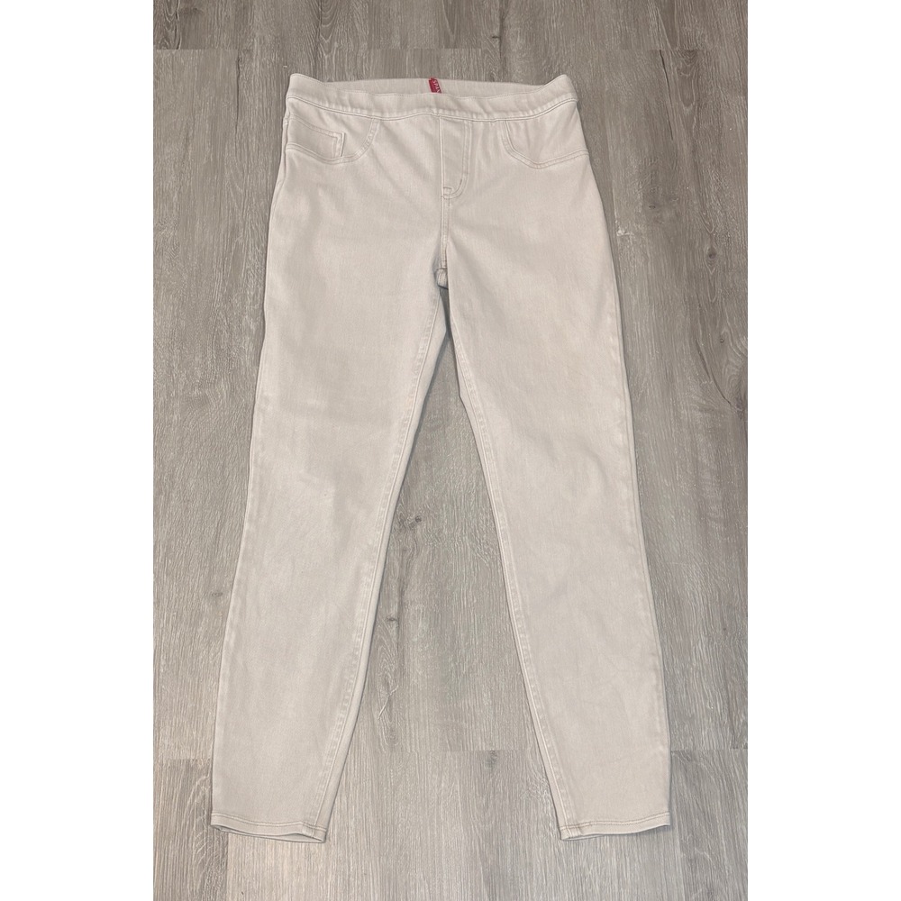 Spanx Jean-ish Ankle Leggings Beige Oatmeal Pull On Slimming Pants Medium